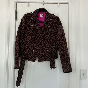 Anne Klein | Anne Klein Cheetah Print Black Bronze Motor Jacket size 4